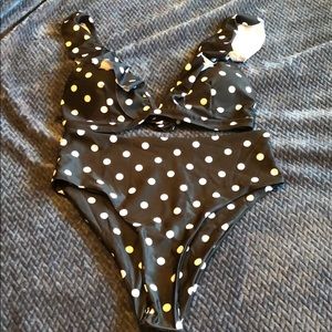 Brand new with tags black and white polka bikini